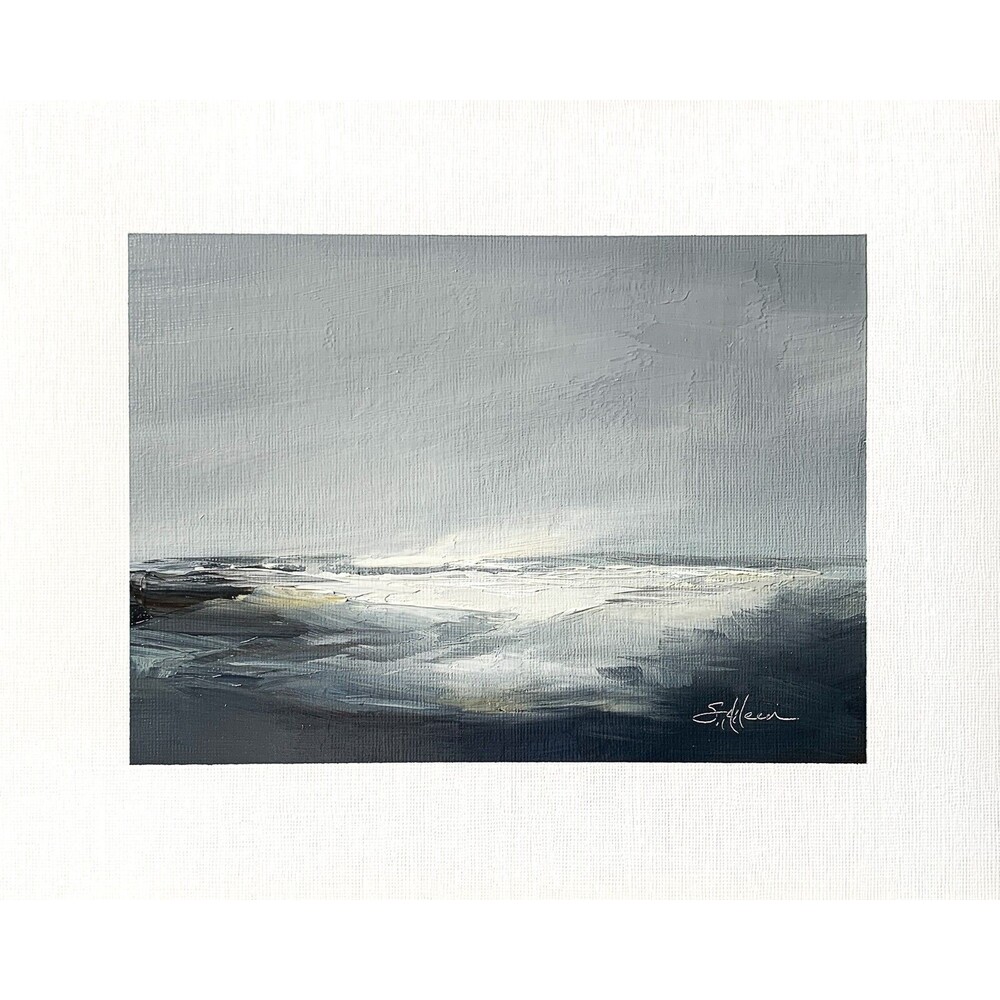 8x10 Original Oil Painting Abstract Seascape Neutral Modern Contemporary Signed